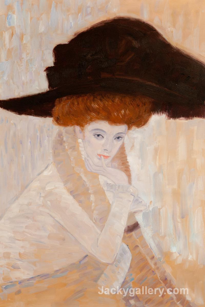 Black Feather Hat by Gustav Klimt paintings reproduction